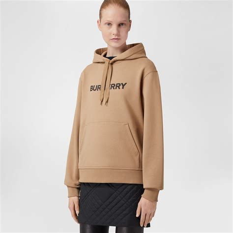 felpa burberry lana e cashmere con scritta|Felpa in cotone con cappuccio e logo (Cammello) .